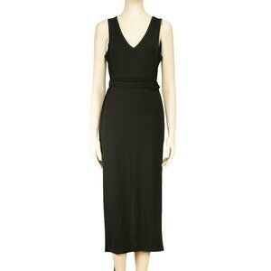 GRACE & MILA Stockholm Strapless V-Neck Drapey‎ Ribbed Stretch Black Dress Sz M
